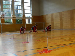 Bild zeigt die Mannschaft Landshut knieend auf dem Spielfeld